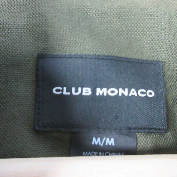 Club Monaco Alixi Utility Moto Jacket Women M Green Black Leather Sleeves 796 - Picture 3 of 14